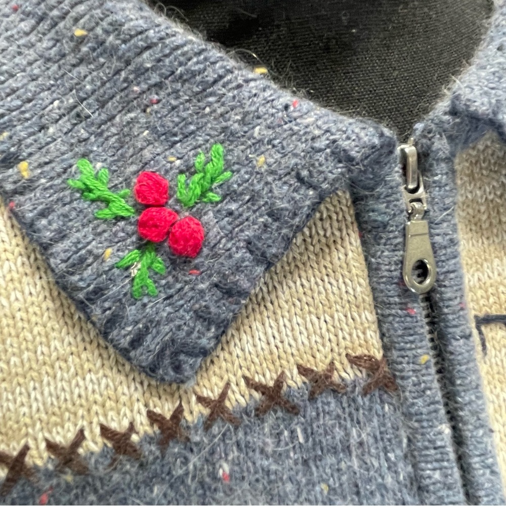 Basic Editions Vintage Patchwork Zip Up Cardigan … - image 5